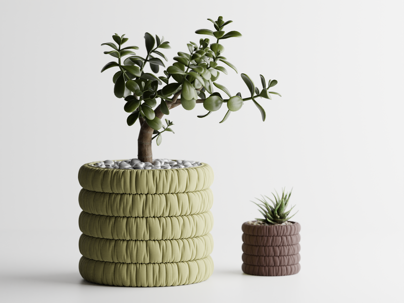 Inflated soft cloth look 3d printed planter