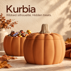 Kurbia Ribbed Pumpkin Candy Bowl with Lid, Made-to-Order Halloween Décor