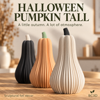 Tall Ribbed Pumpkin Decor, Modern Halloween & Fall Decoration | LED Tea Light Compatible.