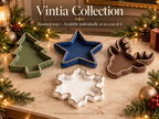 Vintia Christmas Decorative Trays with Gold Rope Trim | Tree Reindeer Snowflake & Star | Individual or Set of 4