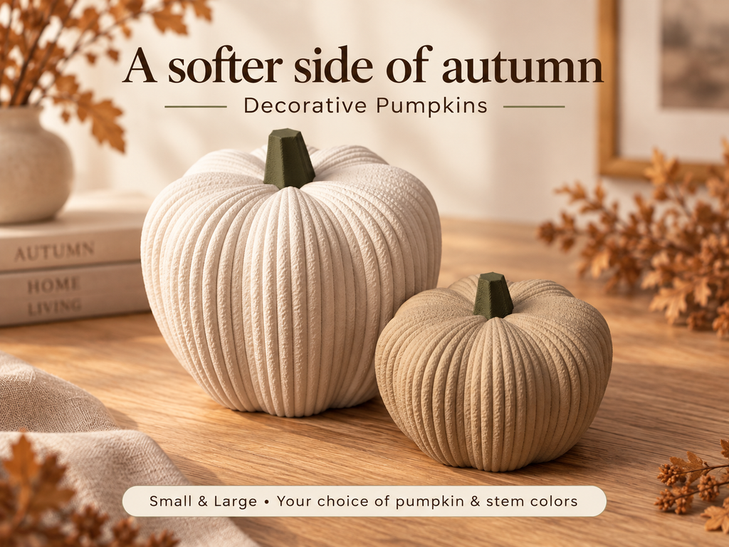 3D Printed Decorative Pumpkin | Custom Fall Pumpkin Decor - Modern Autumn Home Decor