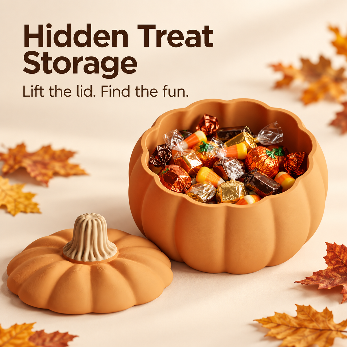 Kurbia Ribbed Pumpkin Candy Bowl with Lid, Made-to-Order Halloween Décor