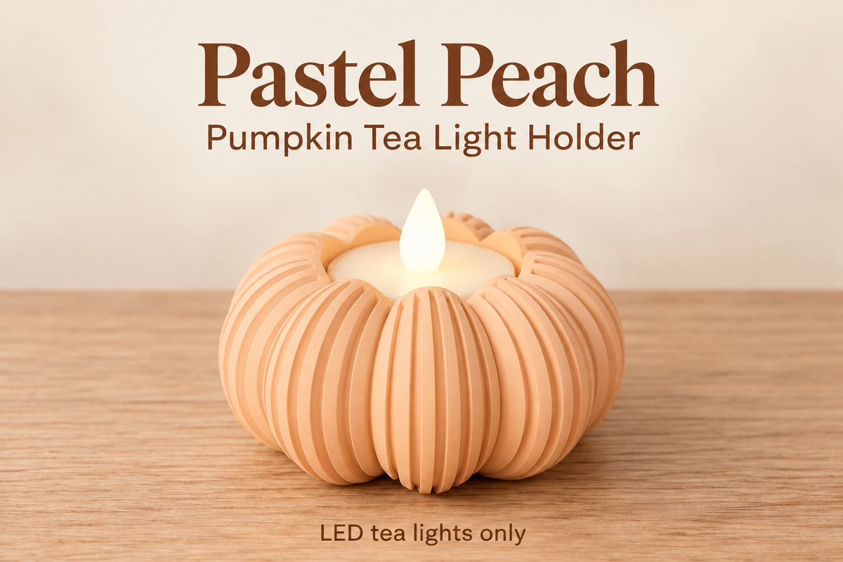 Ribbed Pumpkin Tea Light Holder for LED Lights, Modern Fall Decor