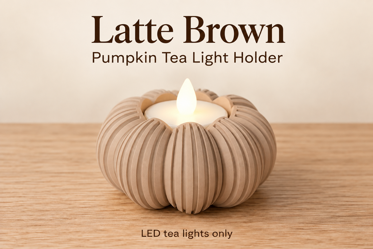 Ribbed Pumpkin Tea Light Holder for LED Lights, Modern Fall Decor