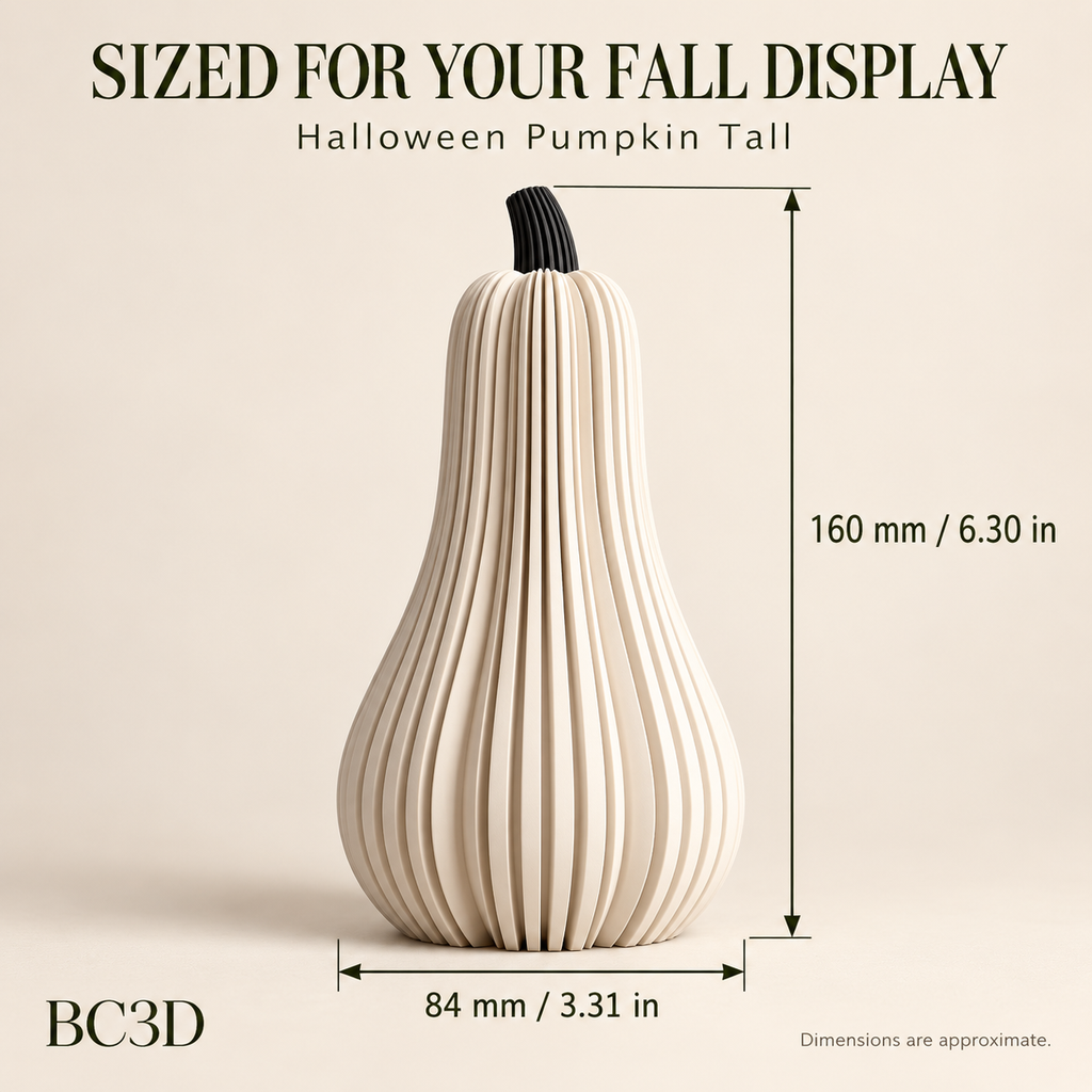 Tall Ribbed Pumpkin Decor, Modern Halloween & Fall Decoration | LED Tea Light Compatible.