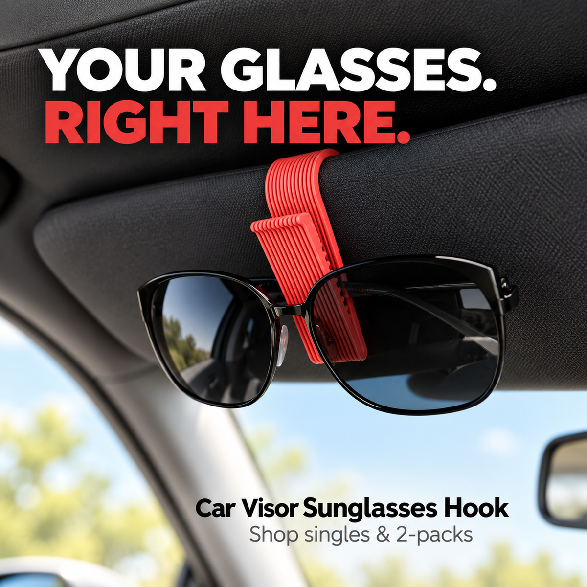 Car Visor Sunglasses Holder, 3D Printed Glasses Hook