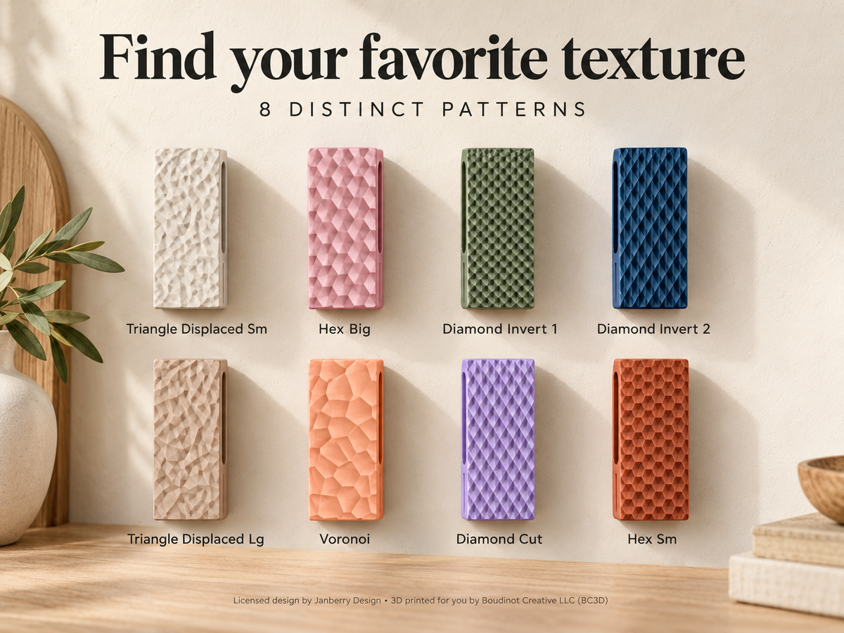Pressure Lock Towel Hanger, 8 Patterns - Adhesive or Screw Mount | 2 or 4 Pack