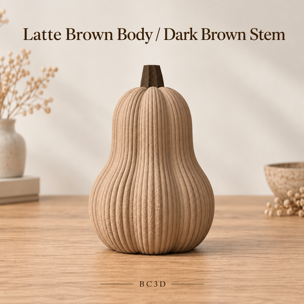 Textured Butternut Pumpkin Decor, Modern 3D Printed Fall Decoration