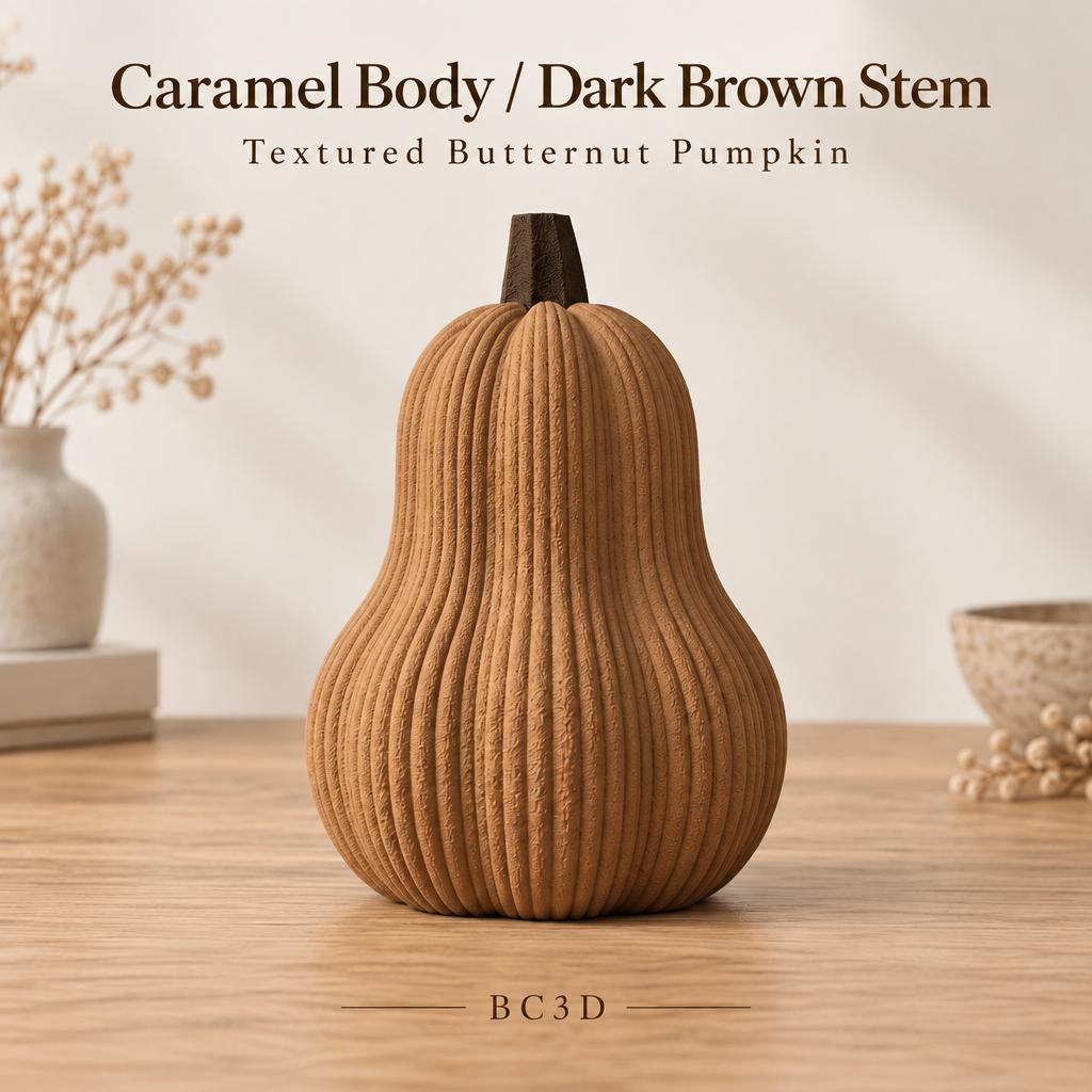 Textured Butternut Pumpkin Decor, Modern 3D Printed Fall Decoration