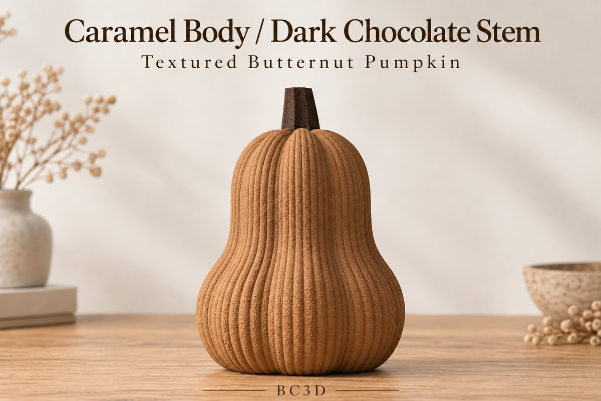 Textured Butternut Pumpkin Decor, Modern 3D Printed Fall Decoration