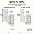 Modern Wall Hook V2, Ribbed Coat & Towel Hanger, Single or Multipack