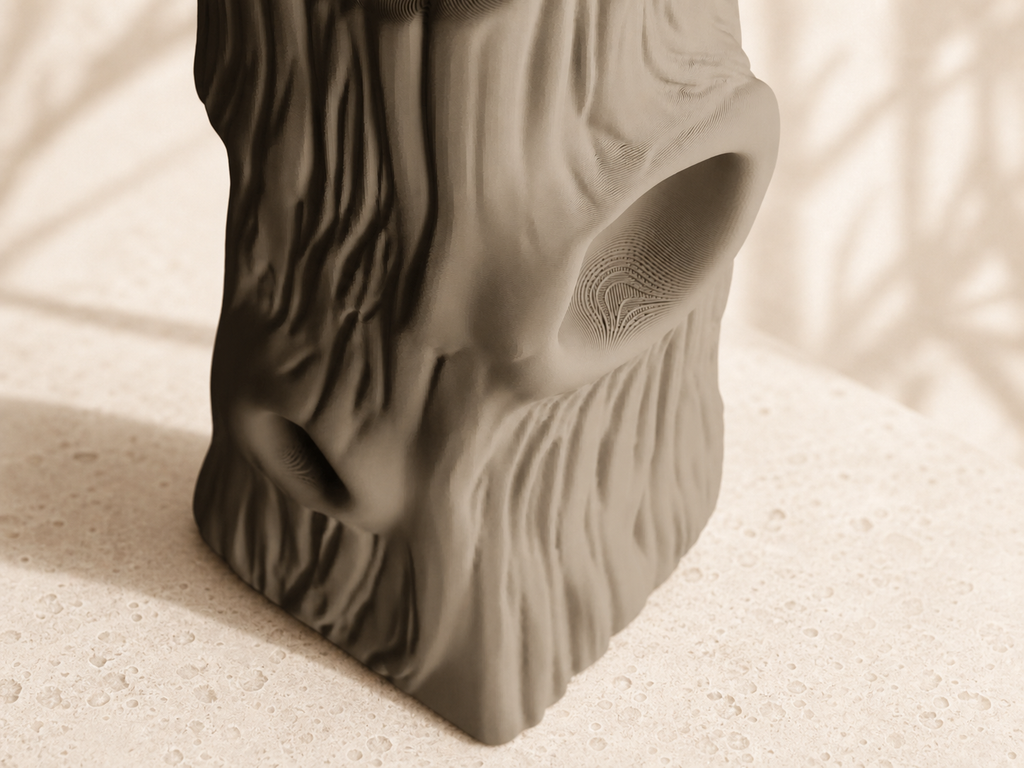 Vase Trunklin – Dark Brown 3D Printed Sculptural Tree Trunk Vase, 7 Sizes