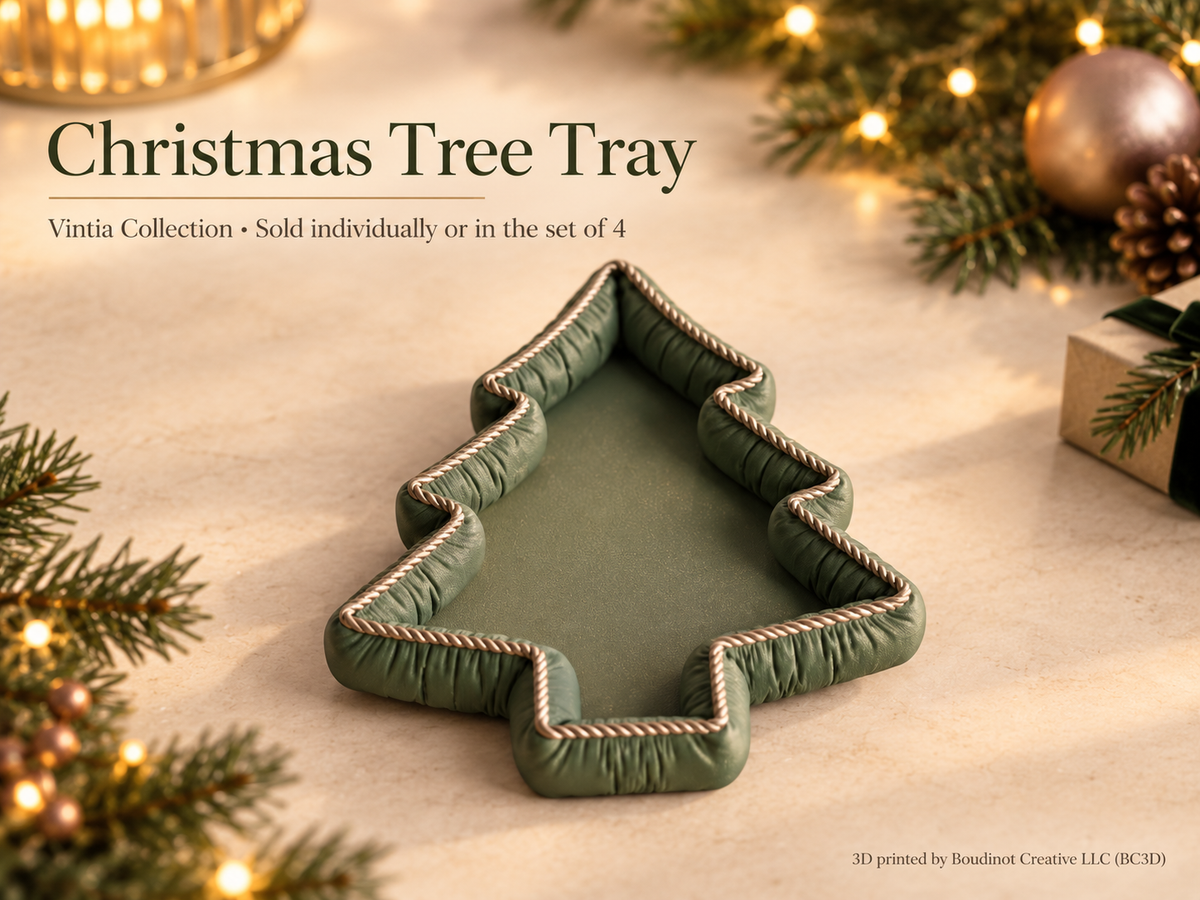 Vintia Christmas Decorative Trays with Gold Rope Trim | Tree Reindeer Snowflake & Star | Individual or Set of 4