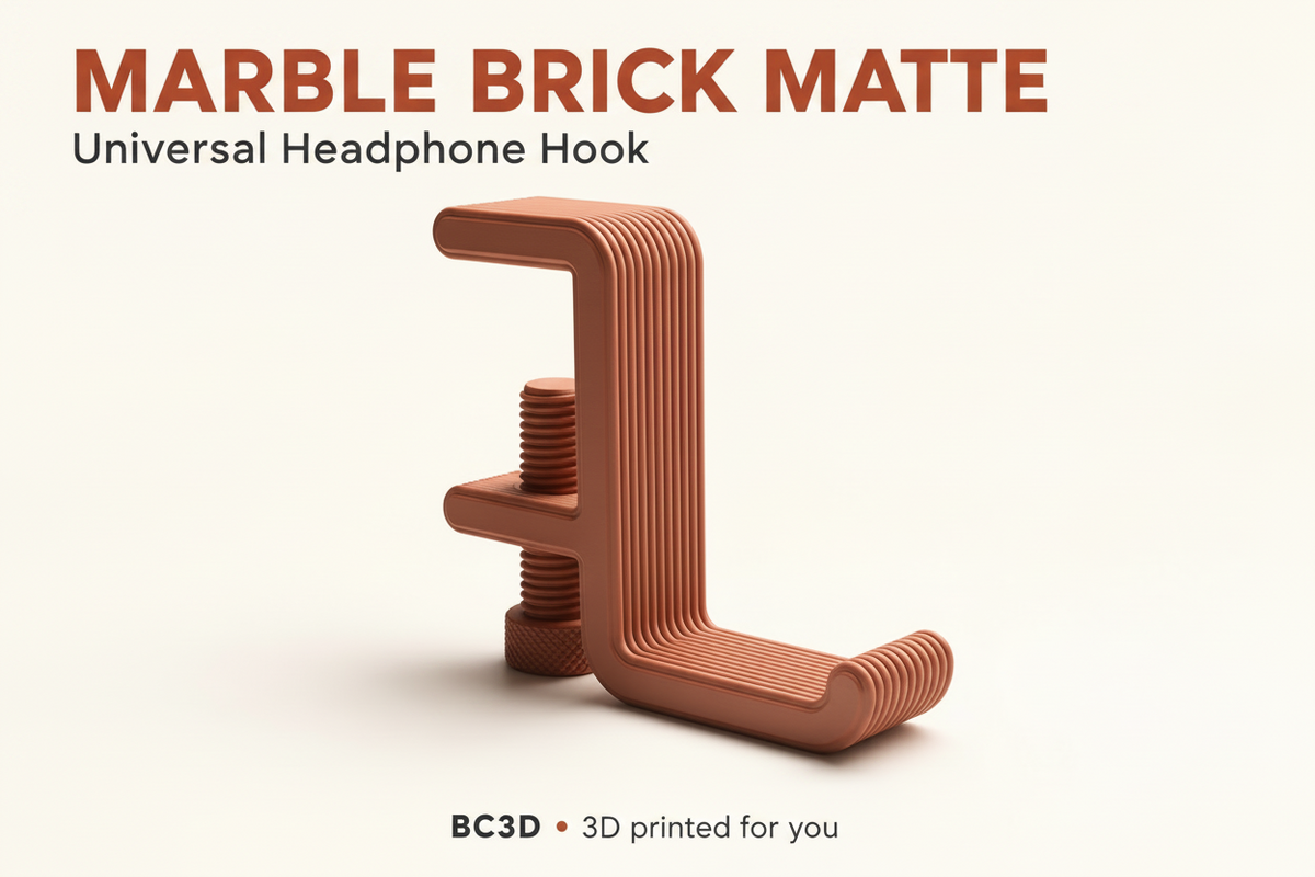 Clamp-On Headphone Hook for Desks | 3D Printed Headset Holder - Single or 2 Pack