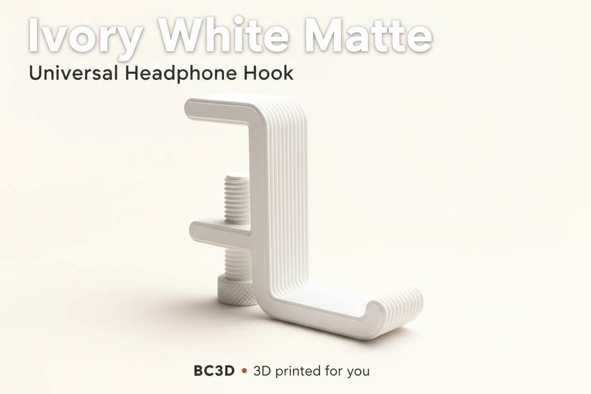 Clamp-On Headphone Hook for Desks | 3D Printed Headset Holder - Single or 2 Pack