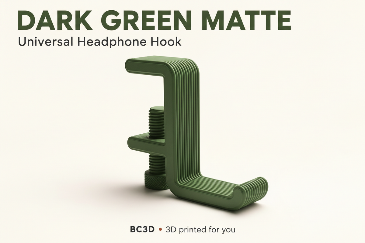Clamp-On Headphone Hook for Desks | 3D Printed Headset Holder - Single or 2 Pack