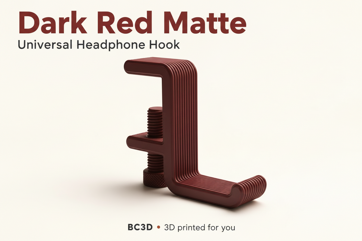 Clamp-On Headphone Hook for Desks | 3D Printed Headset Holder - Single or 2 Pack