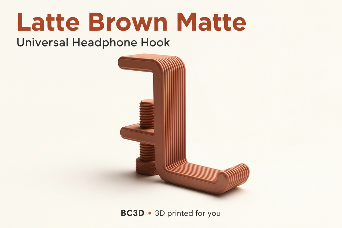 Clamp-On Headphone Hook for Desks | 3D Printed Headset Holder - Single or 2 Pack