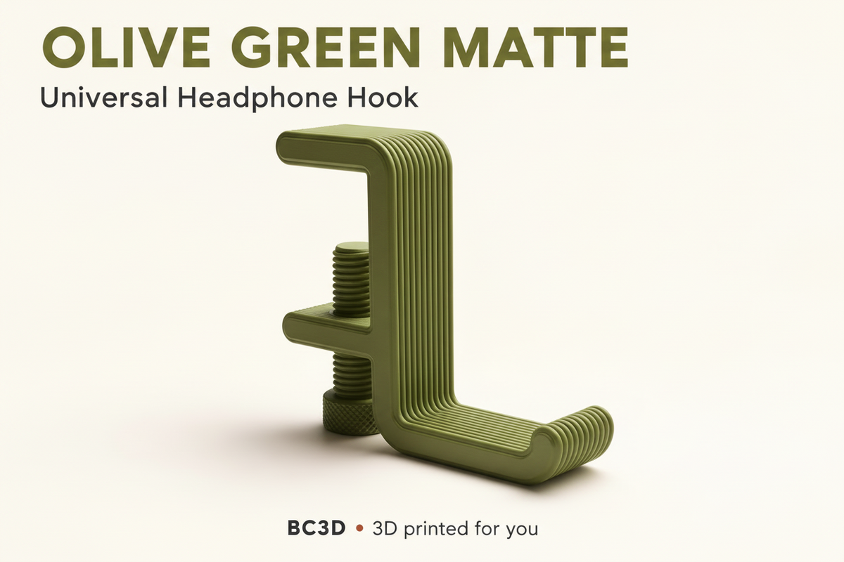 Clamp-On Headphone Hook for Desks | 3D Printed Headset Holder - Single or 2 Pack