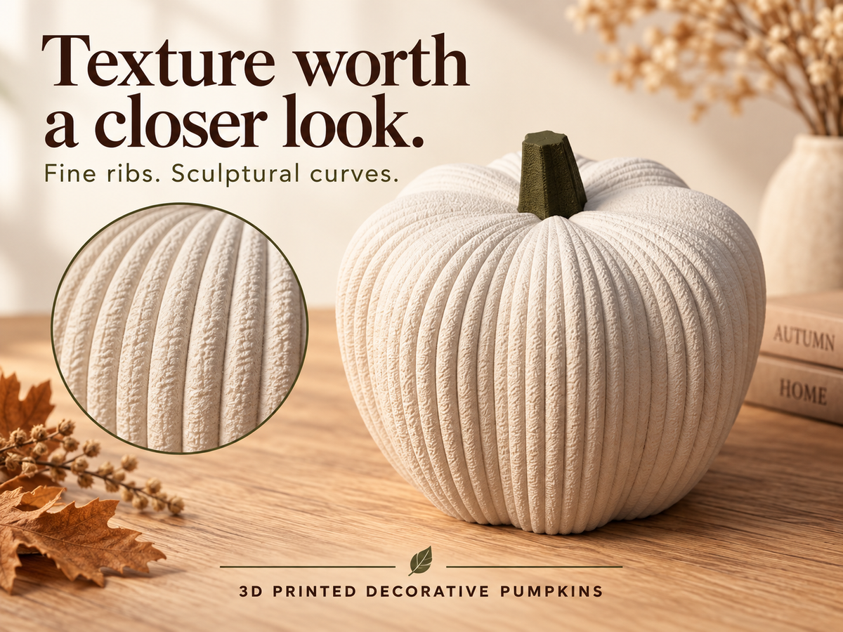 3D Printed Decorative Pumpkin | Custom Fall Pumpkin Decor - Modern Autumn Home Decor