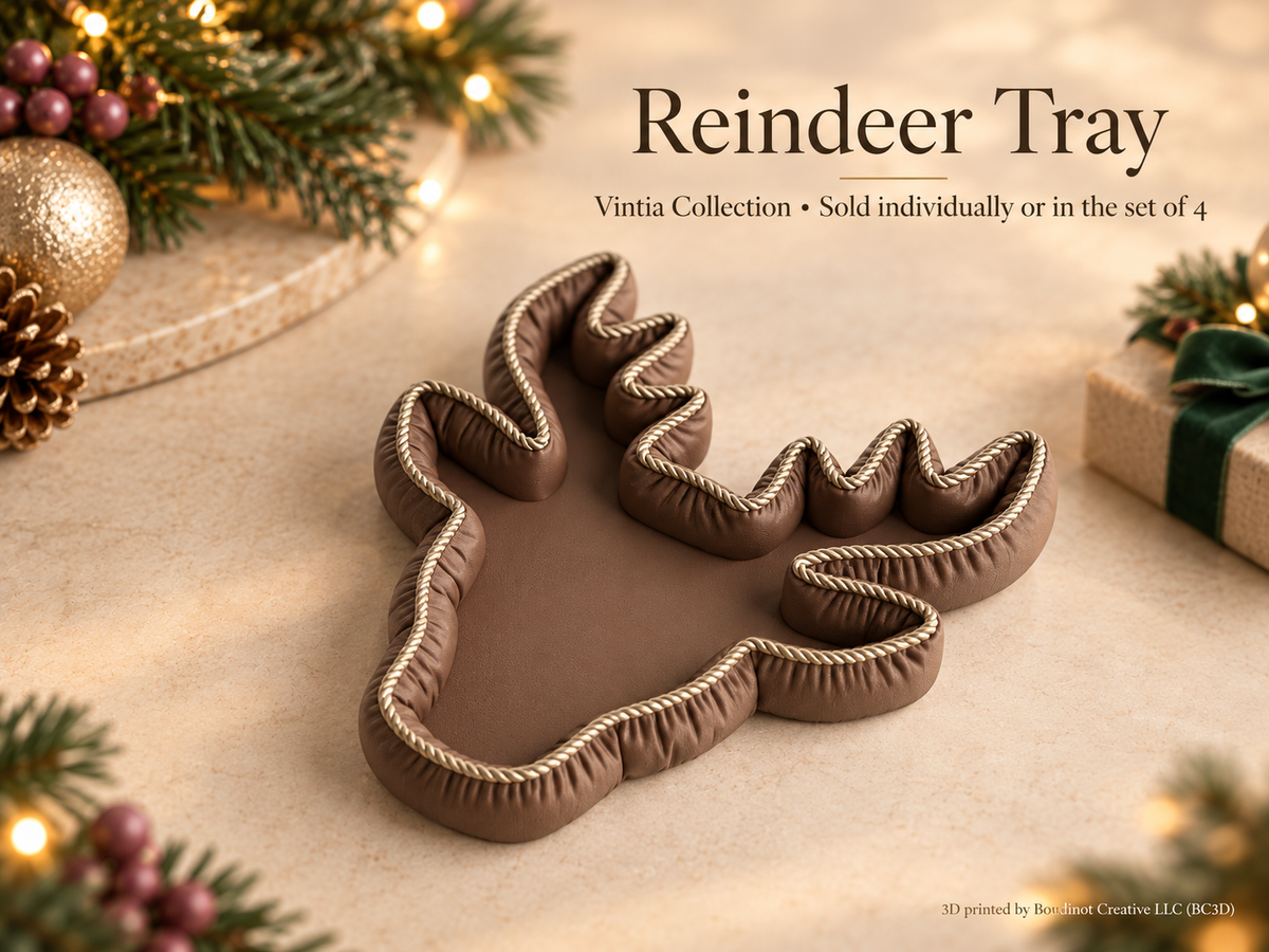 Vintia Christmas Decorative Trays with Gold Rope Trim | Tree Reindeer Snowflake & Star | Individual or Set of 4