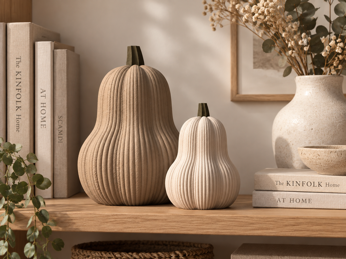 Textured Butternut Pumpkin Decor, Modern 3D Printed Fall Decoration