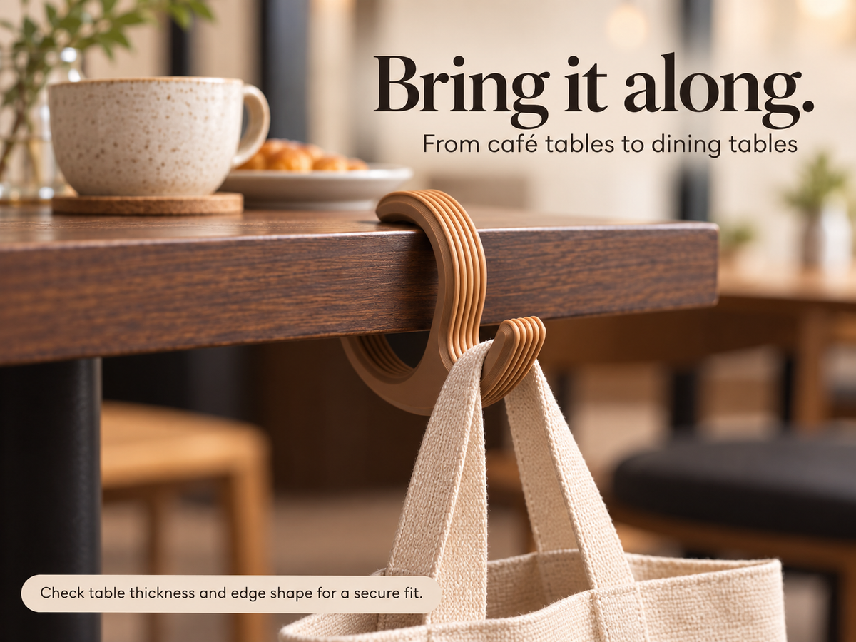 Universal Bag Hanger for Table or Desk | Purse, Backpack & Tote Hook ~ Regular or Longer