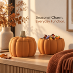 Kurbia Ribbed Pumpkin Candy Bowl with Lid, Made-to-Order Halloween Décor