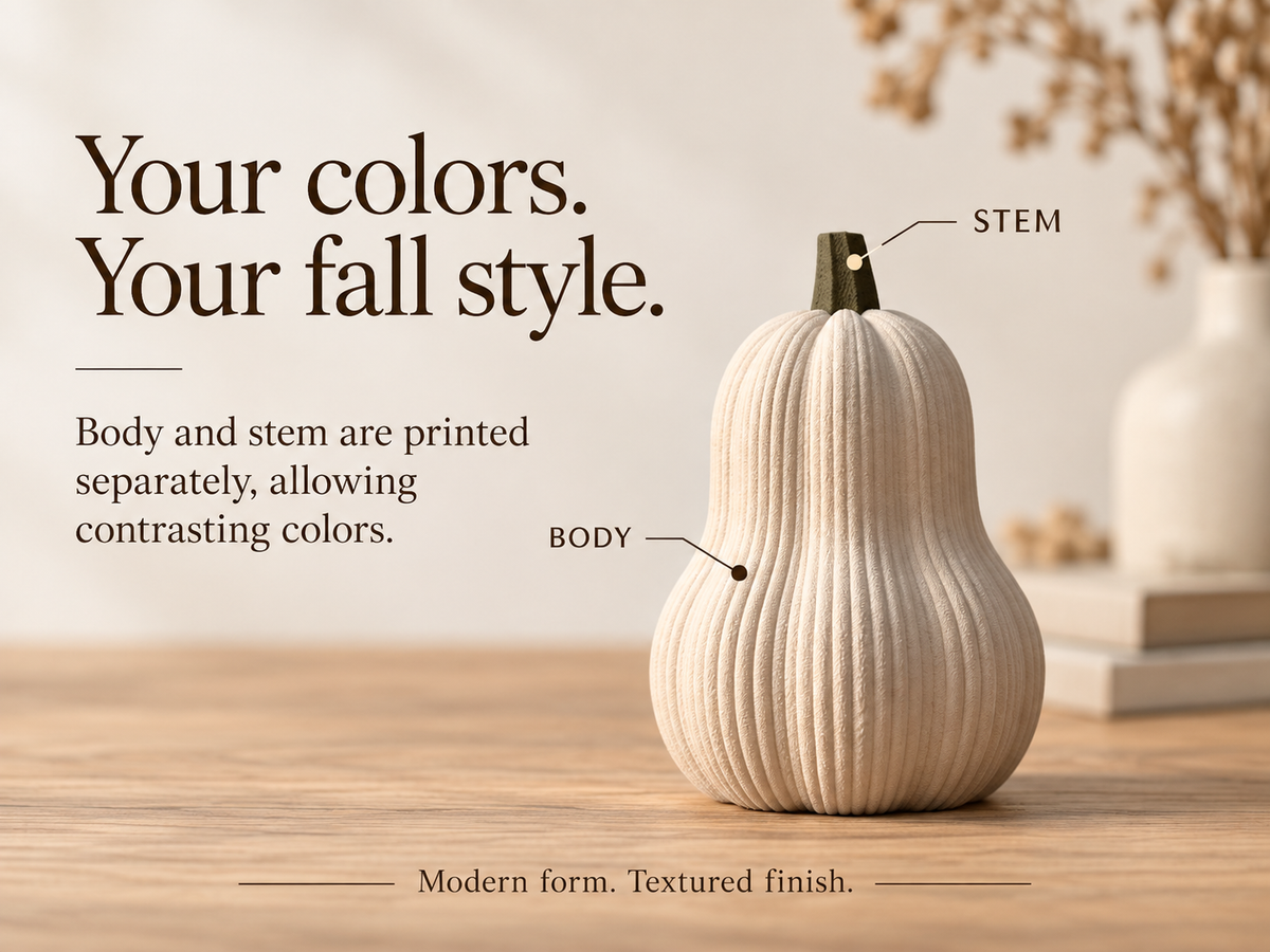 Textured Butternut Pumpkin Decor, Modern 3D Printed Fall Decoration