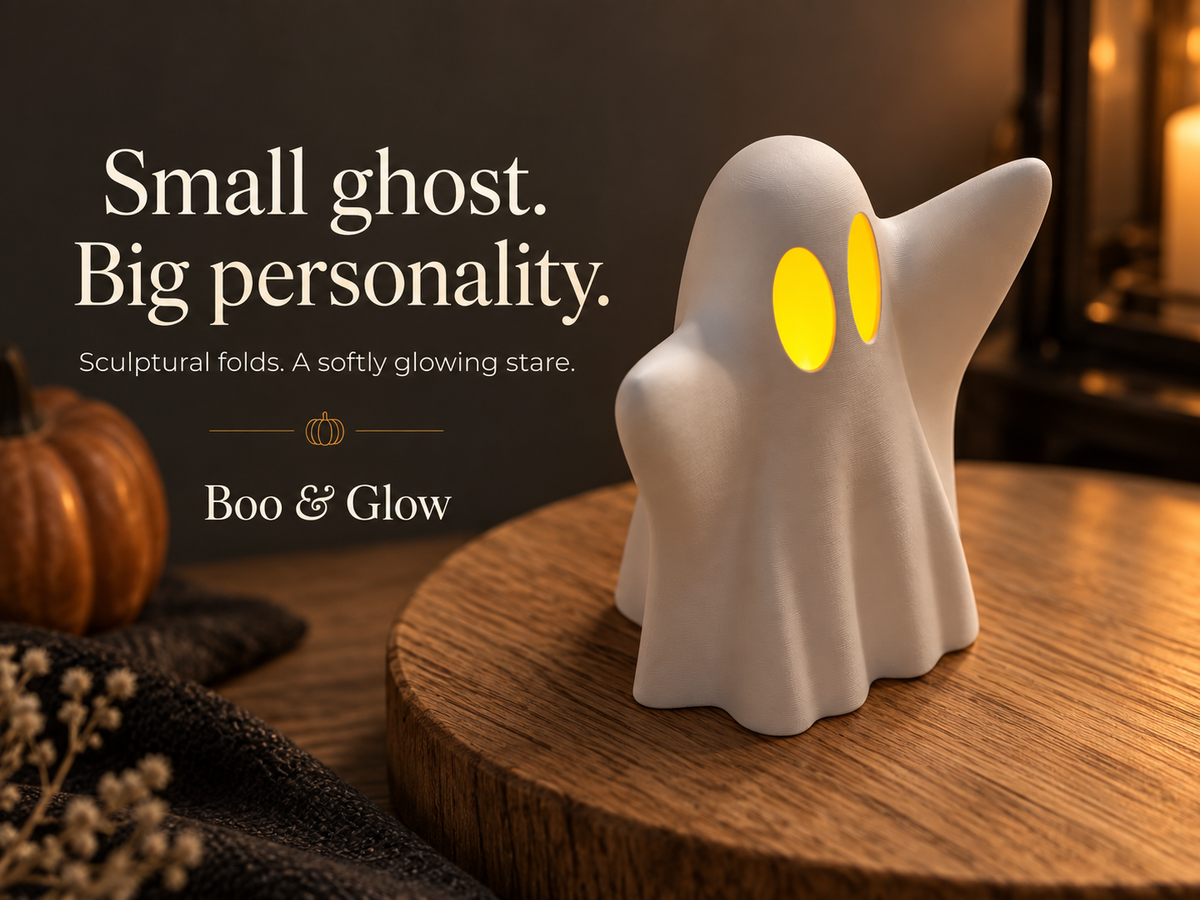 Boo & Glow Ghost Tea Light Holder – Halloween Decor, Optional LED Tea Lights