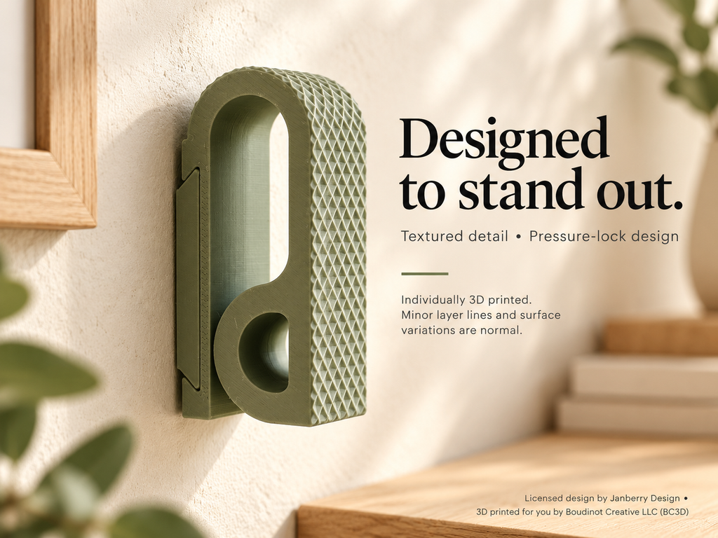 Pressure Lock Towel Hanger, 8 Patterns - Adhesive or Screw Mount | 2 or 4 Pack