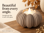 Ribbed Pumpkin Tea Light Holder for LED Lights, Modern Fall Decor