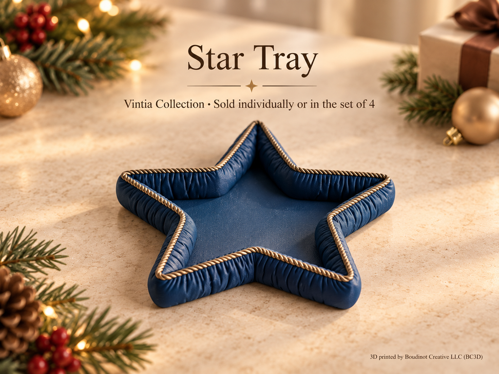 Vintia Christmas Decorative Trays with Gold Rope Trim | Tree Reindeer Snowflake & Star | Individual or Set of 4