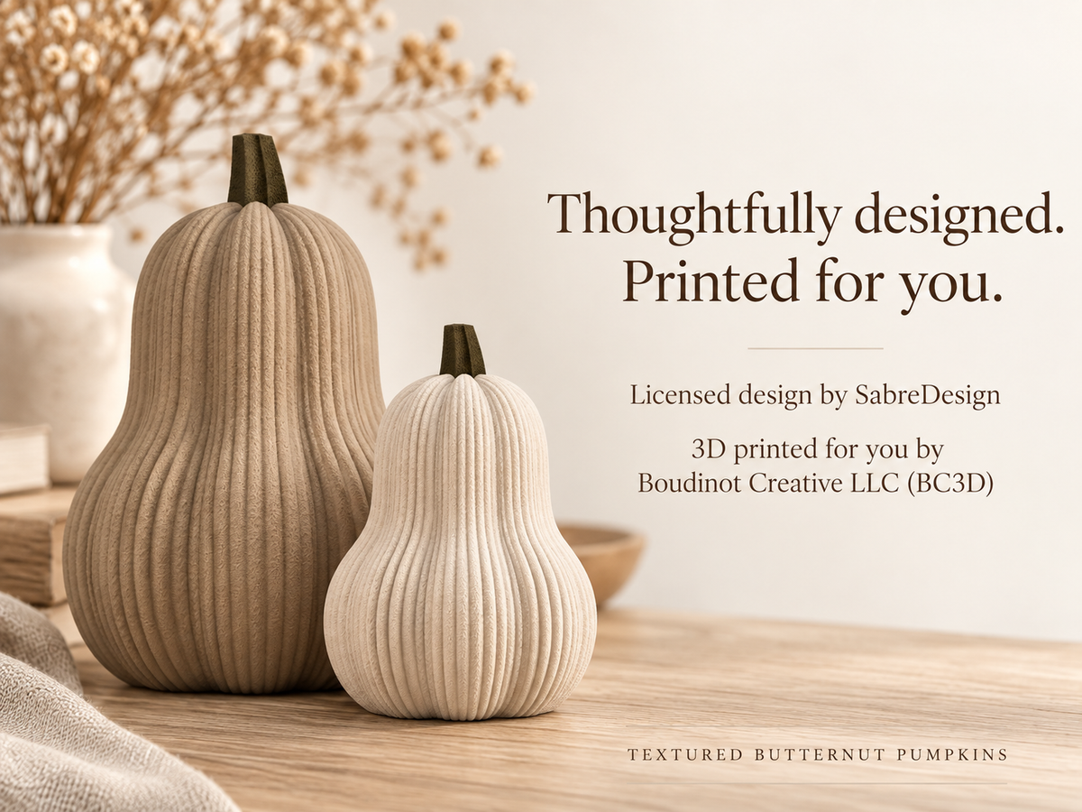 Textured Butternut Pumpkin Decor, Modern 3D Printed Fall Decoration