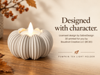 Ribbed Pumpkin Tea Light Holder for LED Lights, Modern Fall Decor