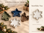 Vintia Christmas Decorative Trays with Gold Rope Trim | Tree Reindeer Snowflake & Star | Individual or Set of 4