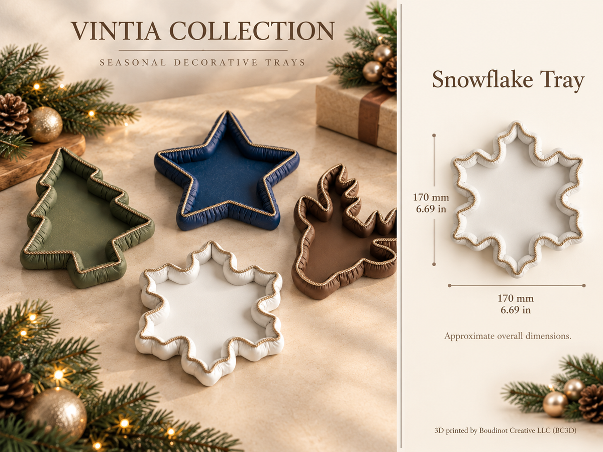 Vintia Christmas Decorative Trays with Gold Rope Trim | Tree Reindeer Snowflake & Star | Individual or Set of 4