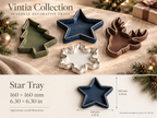 Vintia Christmas Decorative Trays with Gold Rope Trim | Tree Reindeer Snowflake & Star | Individual or Set of 4