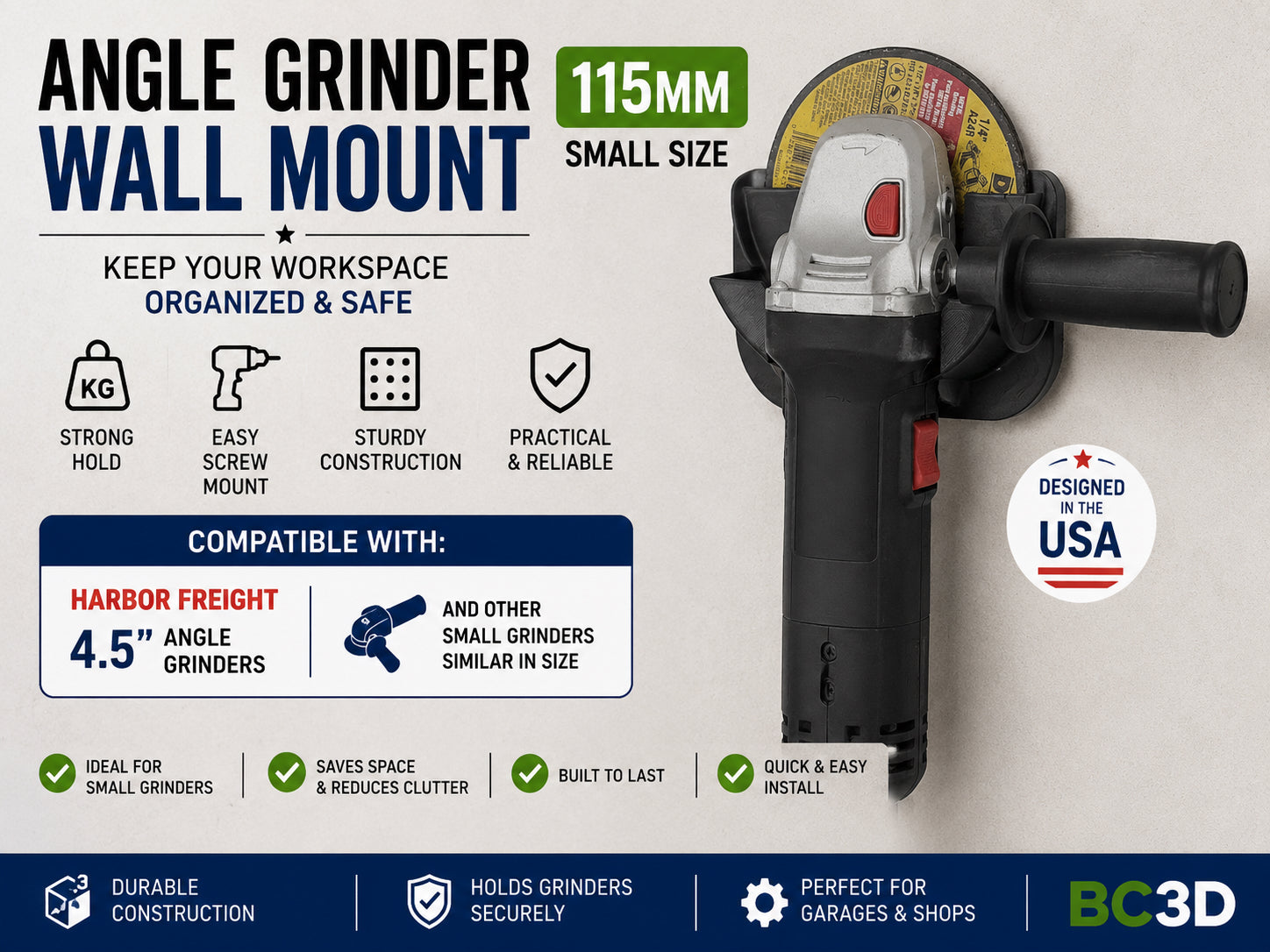 Angle Grinder Wall Mount – 3D Printed Tool Organizer