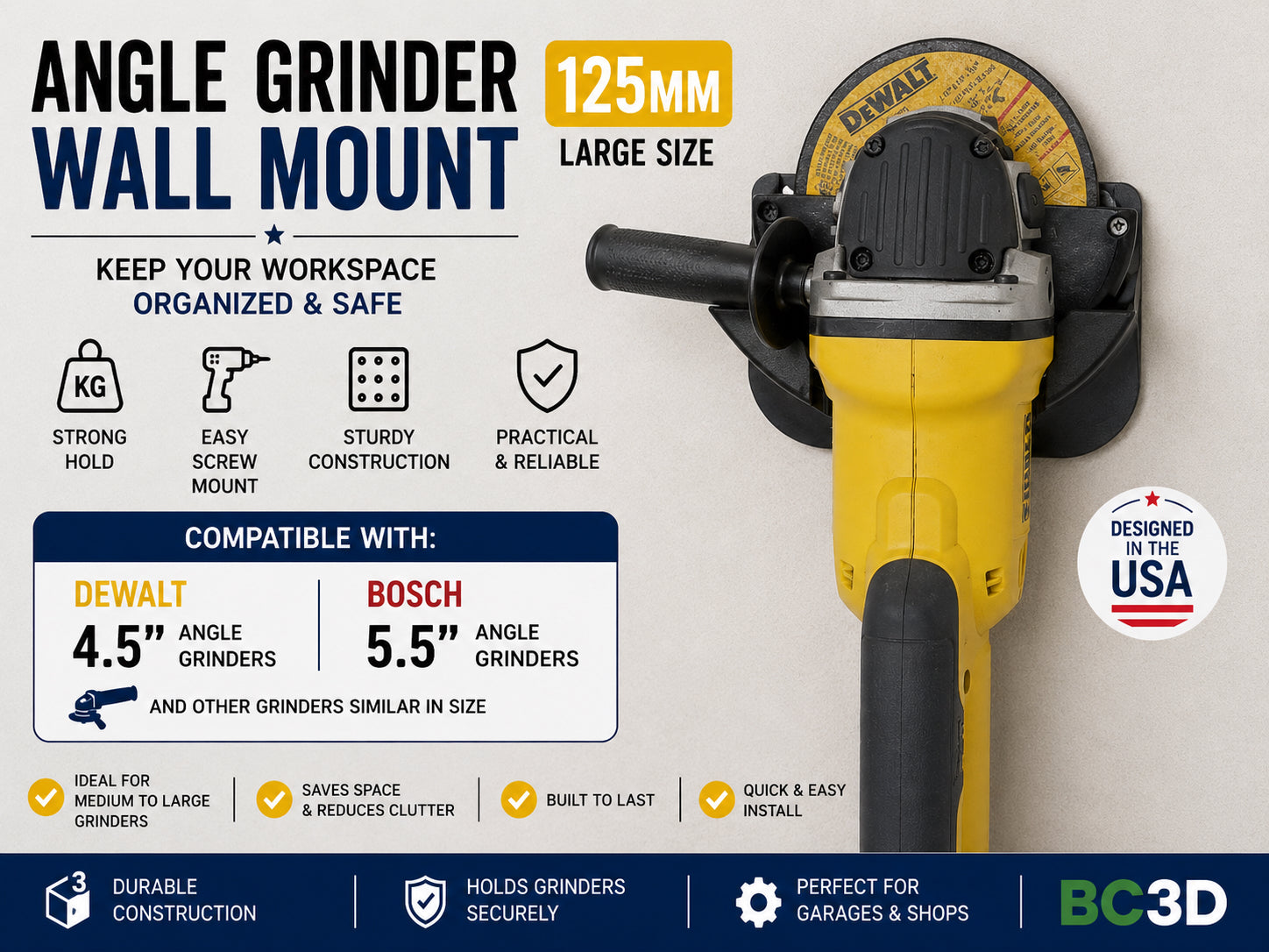 Angle Grinder Wall Mount – 3D Printed Tool Organizer