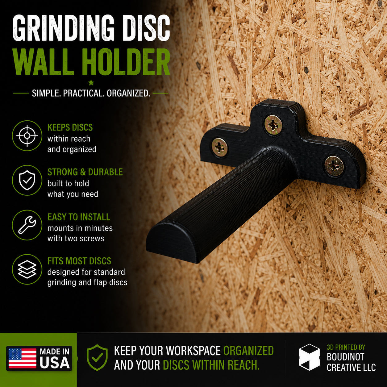 Grinding Disc Wall Mount – Angle Grinder Disc Organizer & Workshop Storage Holder