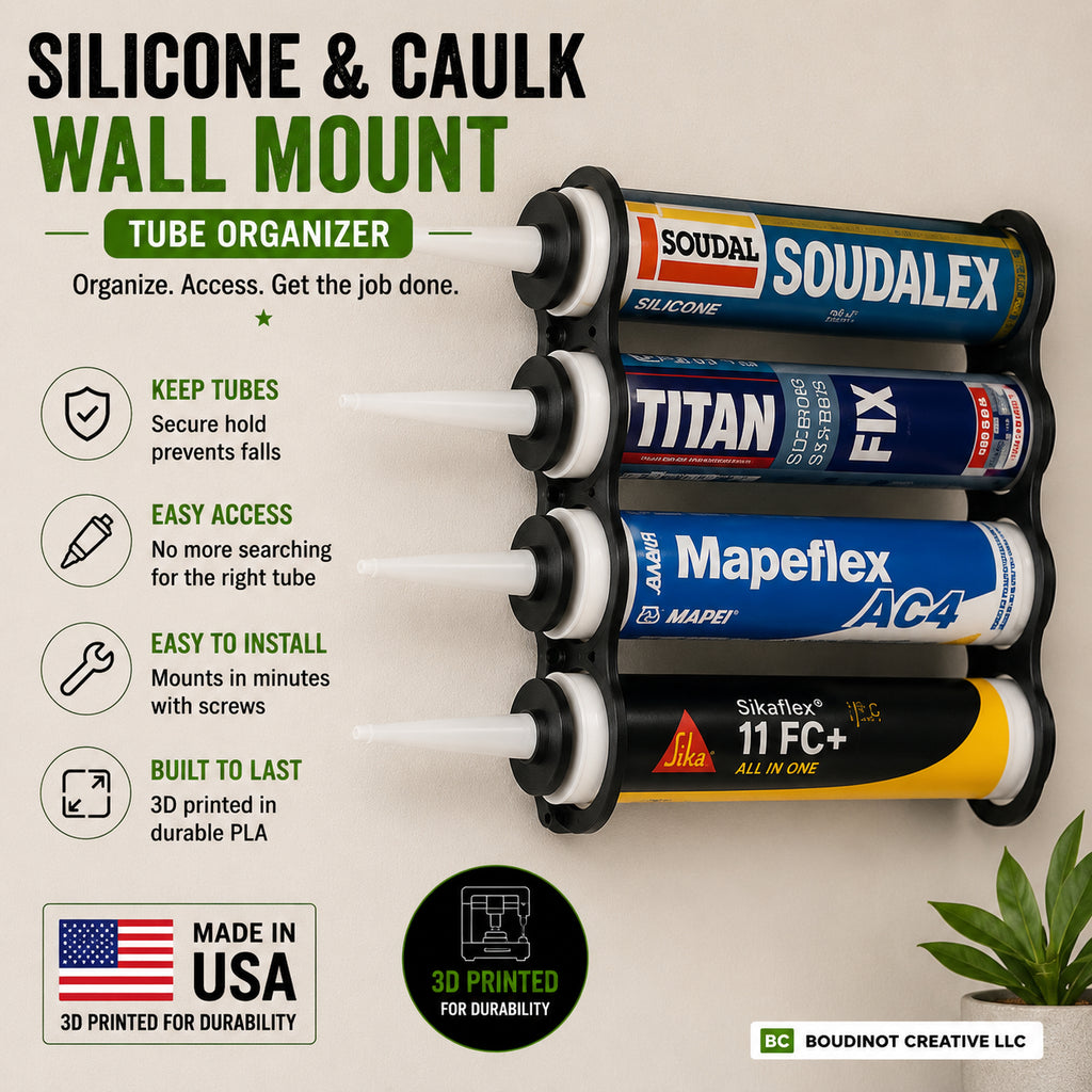 Silicone & Caulk Wall Mount – Tube Organizer (4-Hole or 5-Hole Options)