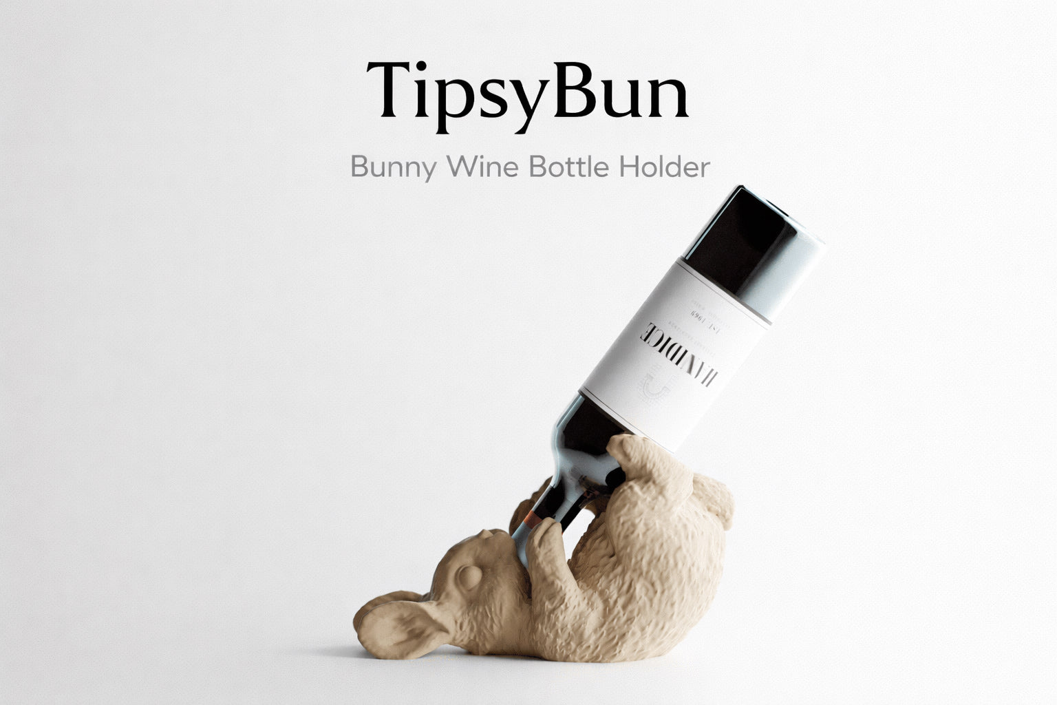 TipsyBun Wine Bottle Holder – Cute & Funny Bunny Wine Stand (2 Sizes)