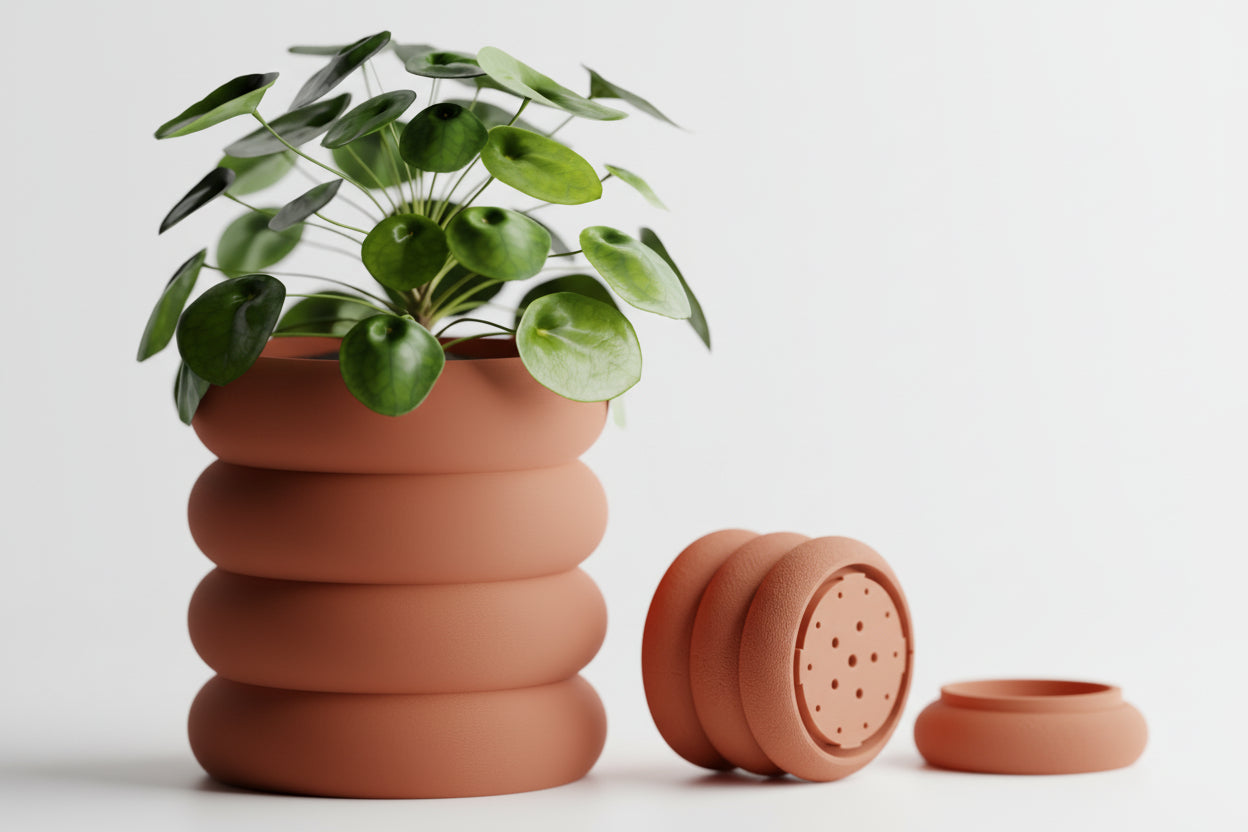 Fluxo Modular Planter with Drainage | 3D Printed Twist-Lock Planter | Modern Indoor Plant Pot