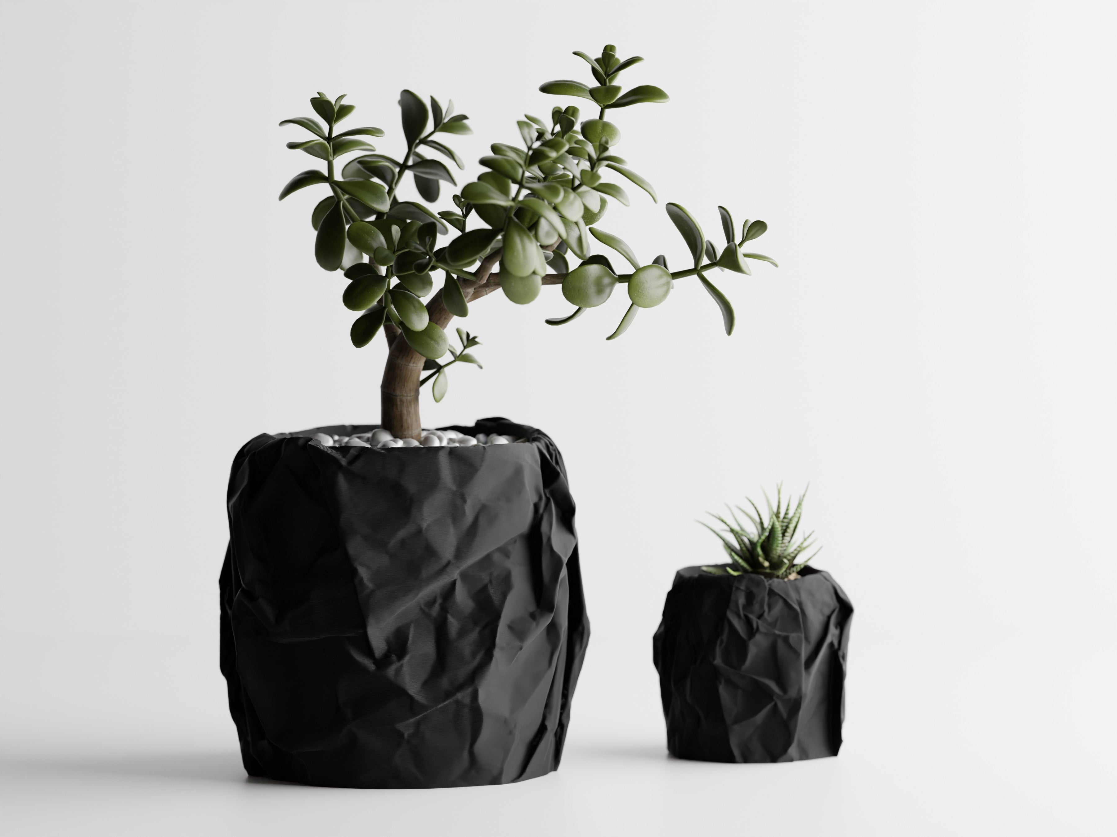 Crumpled Paper Planter Round