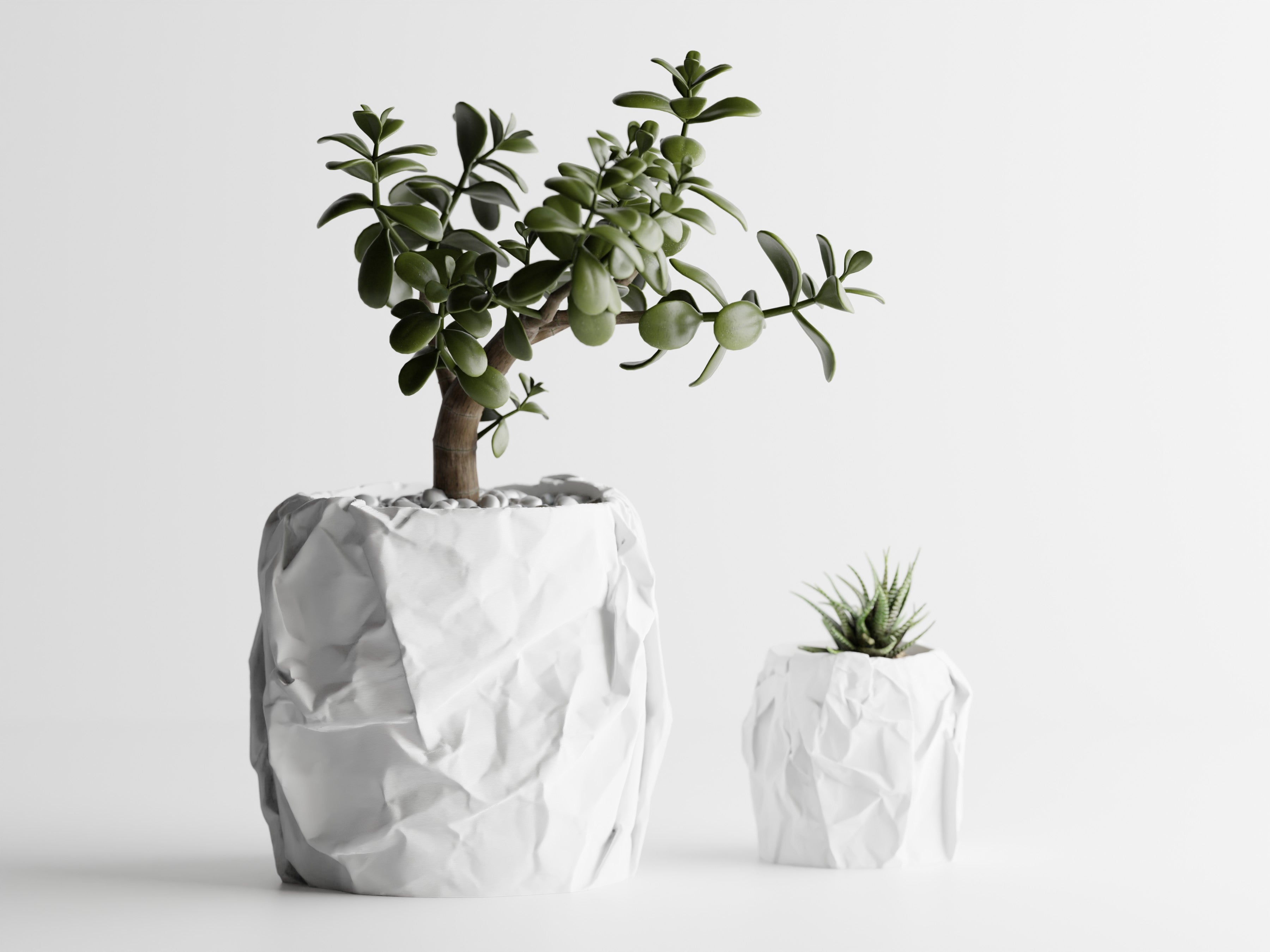 Crumpled Paper Planter Round