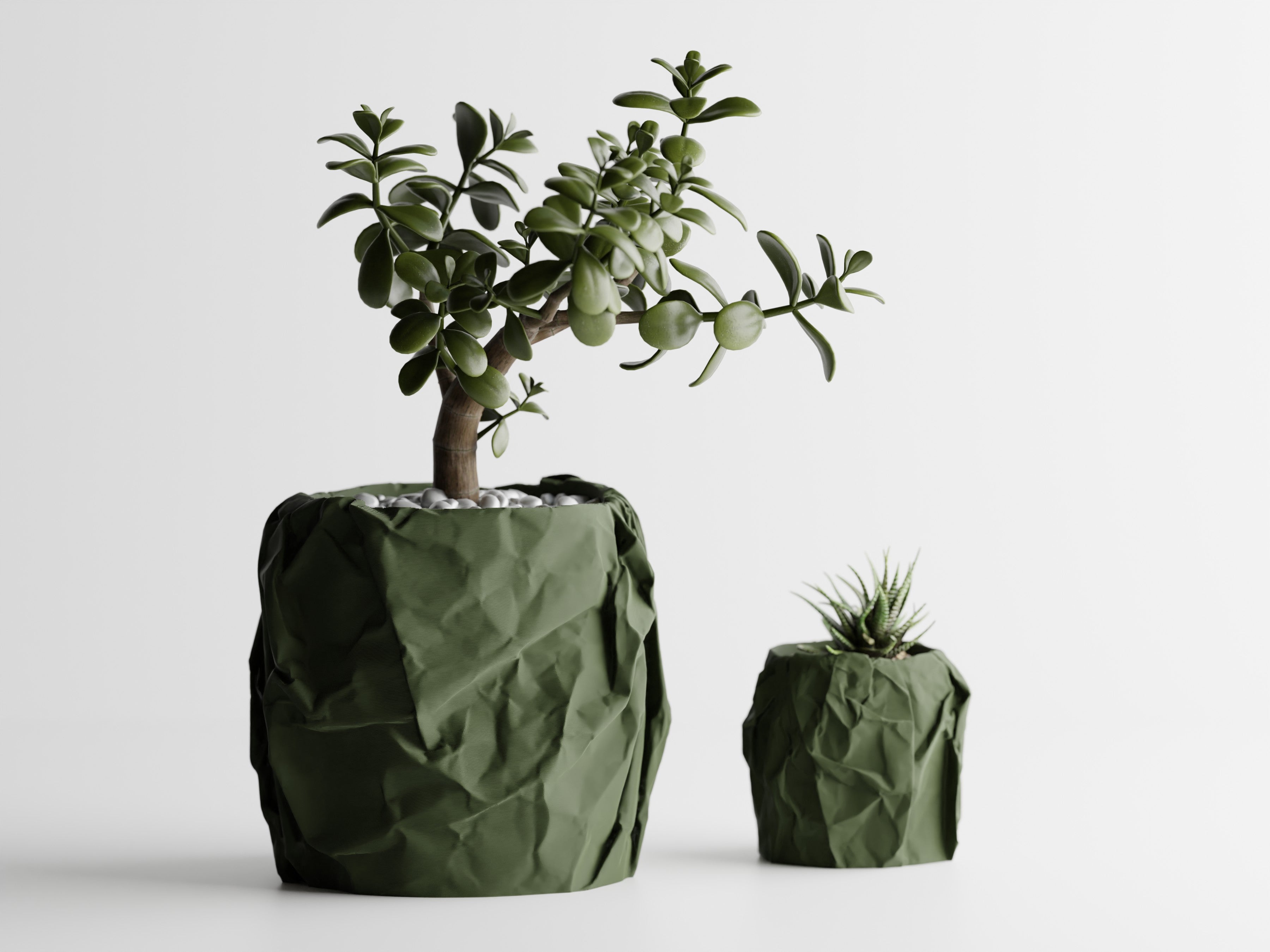 Crumpled Paper Planter Round