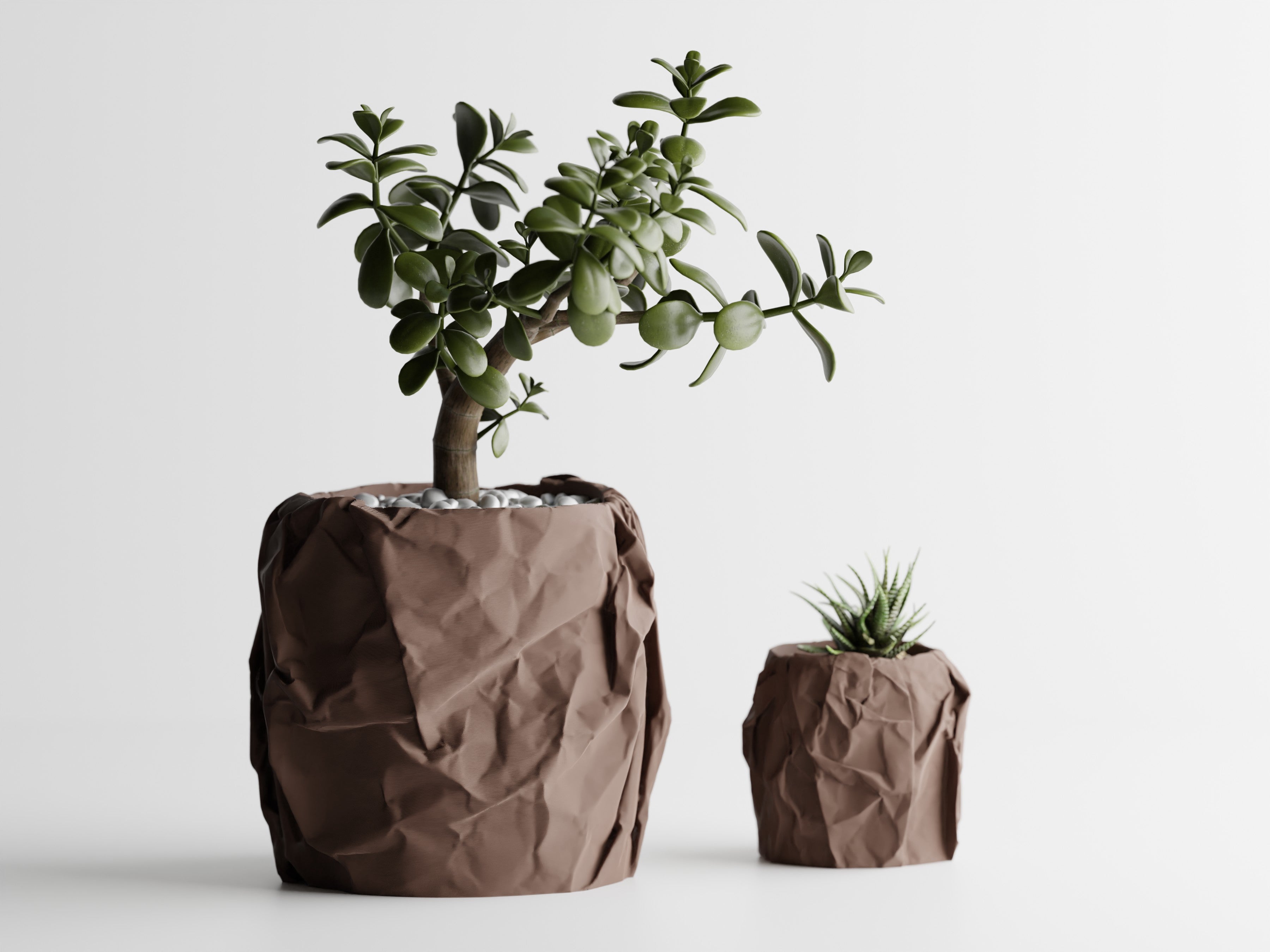 Crumpled Paper Planter Round