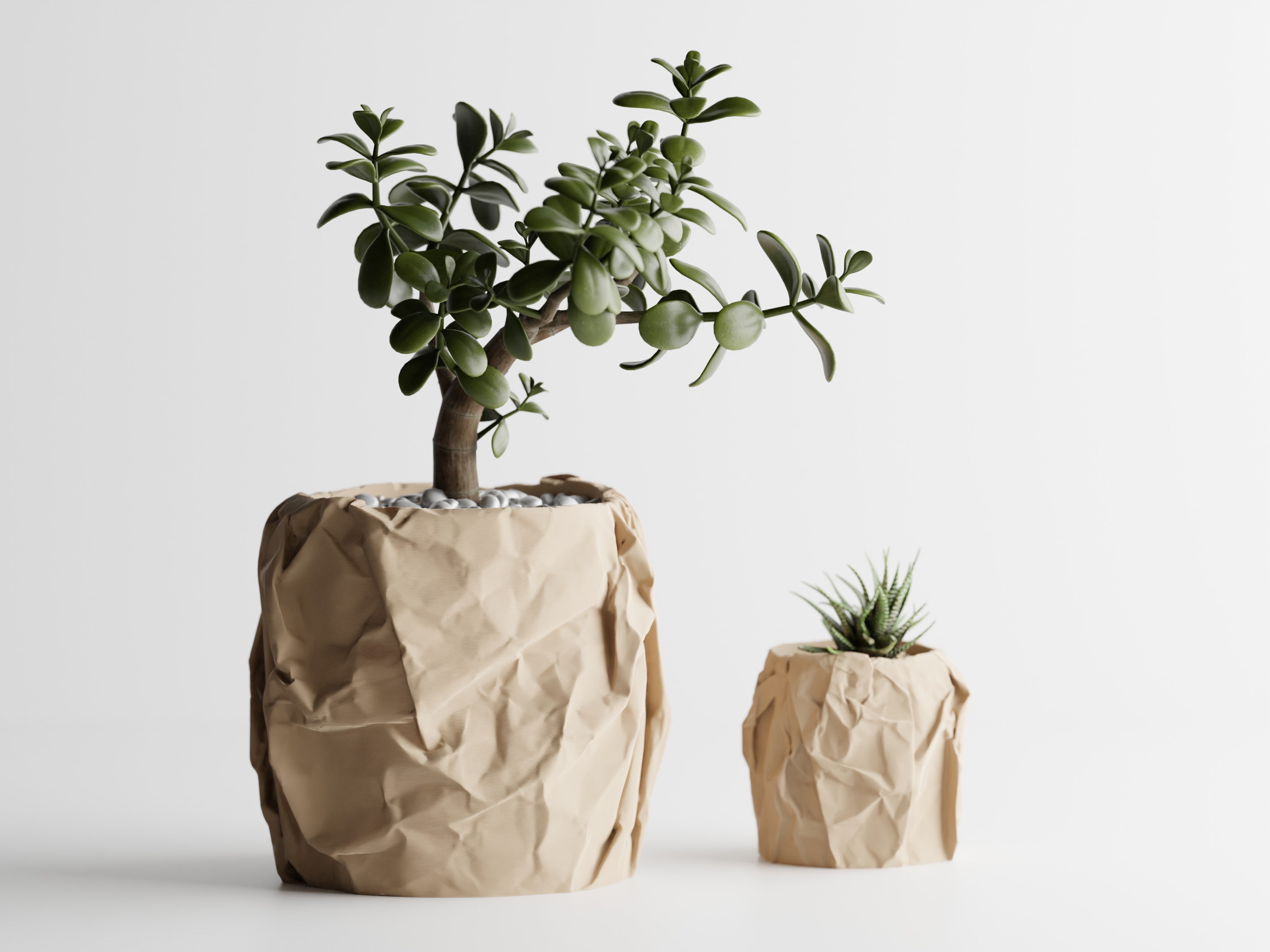 Crumpled Paper Planter Round