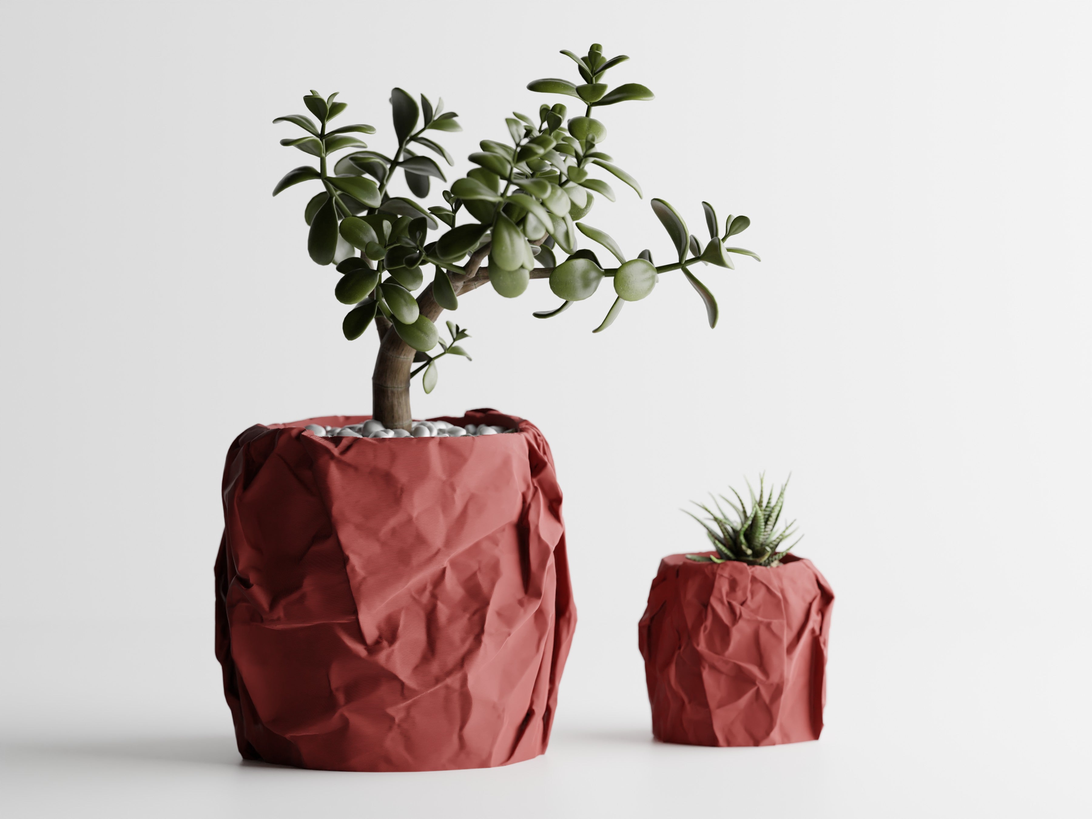 Crumpled Paper Planter Round